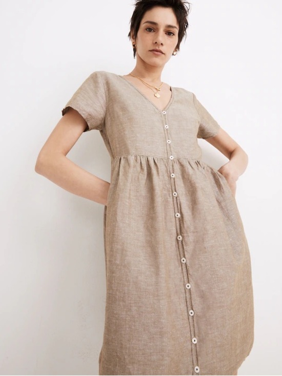 Madewell Dresses & Skirts - Madewell Olive Branch Linen-Blend Alexandra Button-Front Mini Dress XSP